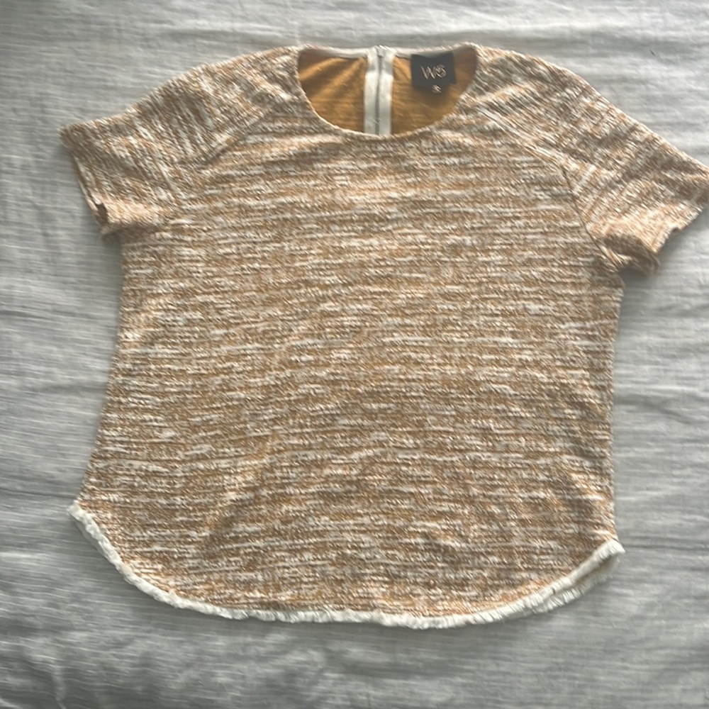 W5 Fall Shirt Mustard Yellow with Hem Fringe and Zipper Detail